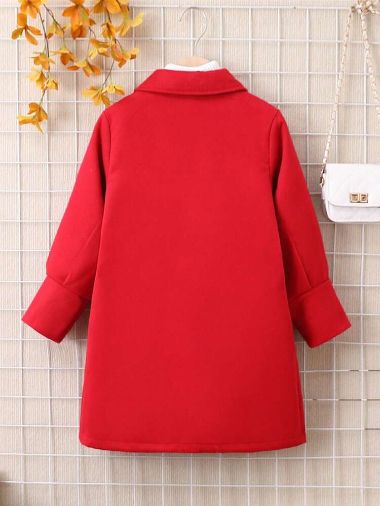 Tween Girl Dual Pocket Duffle Overcoat Without Sweater