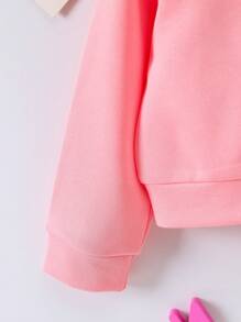 SHEIN Young Girl Solid Zip Up Sweatshirt - Pink - View 4