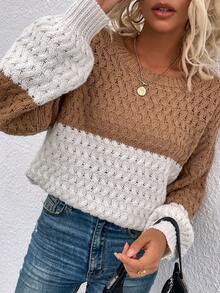 SHEIN LUNE Hai âm tay cánh Áo len - Màu Khaki - Xem 6