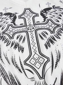 ROMWE Fairycore Camiseta cruzado & con estampado de ala