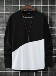 Manfinity Homme Men's Slogan Printed Colorblock T-shirt - Multicolor - View 3