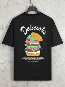 Manfinity EMRG Men Cartoon & Slogan Graphic Drop Shoulder Tee - Black - View 2