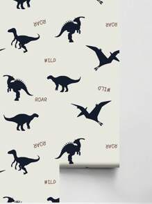 Cozy Pixies 3入組卡通恐龍圖案嬰兒房牆紙加厚自黏式防潮孩子們的房間臥室家庭裝飾用品背景牆貼,1套裝的3入組英寸