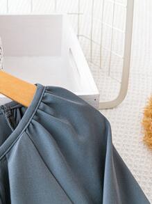 Rometta Plus Solid Flounce Sleeve Blouse Fall Cloth For Women