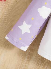 幼兒女童針織熊貓圖案圓領寬鬆上衣和寬腿長褲家居服套裝 - 粉色 - 查看 5