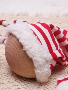 Baby Girl Striped Print Pom Pom Trimmed Hat & Shorts - Multicolor - View 6