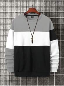 Manfinity Homme Men Color Block Thermal Lined Sweatshirt - Multicolor - View 1