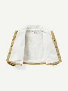 Cozy Pixies Bebé niño Abrigo con diseño de parche con doble bolsillo cuello de borreguito