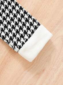 Đứa bé gái In Houndstooth Cổ tròn Áo khoác & Quần ống loe - Nhiều màu - Xem 4