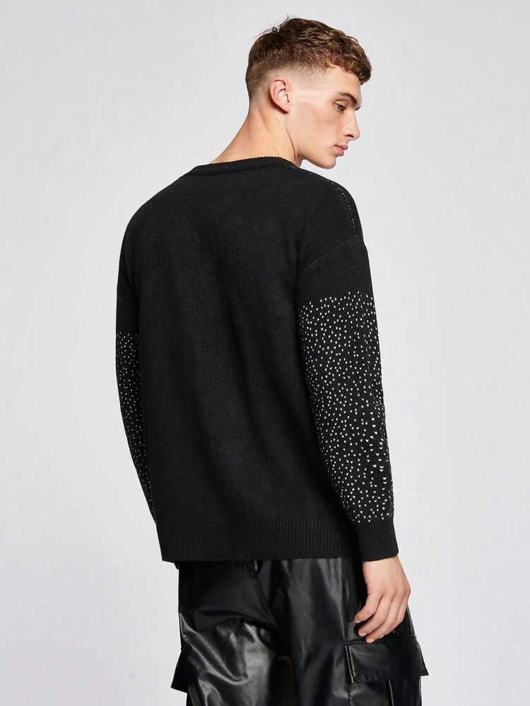Men Polka Dot Pattern Drop Shoulder Sweater