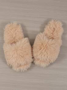 女士厚底卡通长拖鞋，适合秋冬季节，防滑保暖，时尚家居室内鞋，万圣节主题，毛绒拖鞋 - 卡其色 - 查看 4