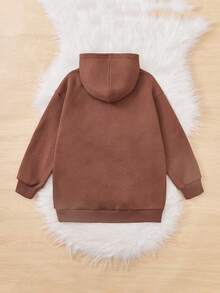 Áo nỉ giữ nhiệt lót lông, họa tiết chữ in nổi bật, dành cho bé gái tuổi teen. - màu nâu - Xem 2