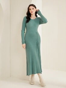 Modelyn 女士毛衣連身裙 - 綠色 - 查看 3