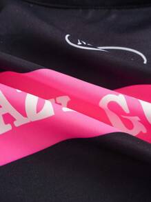 SHEIN Unity Cazadora crop con estampado de letra de color combinado - Rosa - Ver 6