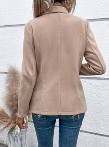 SHEIN LUNE Lapel Neck Double Breasted Overcoat - Khaki - View 2