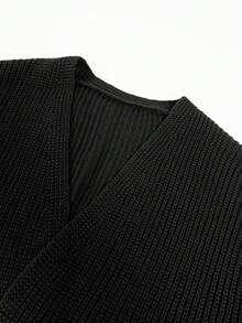 1件女士纯色休闲长袖灯笼袖针织开衫，秋冬季长袖上衣