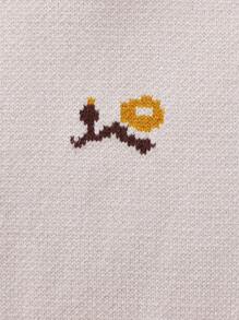 Baby Girl Floral Pattern Ruffle Trim Knit Jumpsuit - Multicolor - View 5