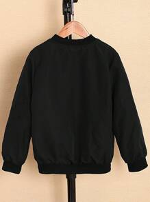 Cậu bé Tween Dây kéo Lót nhiệt Áo khoác bomber - màu đen - Xem 2