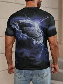 Manfinity Homme Men's 3d Digital Print Short Sleeve T-shirt - Blue - View 2