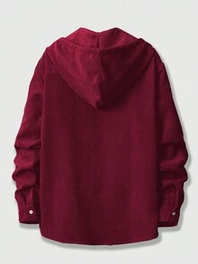 ROMWE MEN Prep Nam Túi có nắp Dây rút áo có mũ Vải to sợi Áo sơ mi Without Tee - Đỏ - Xem 2