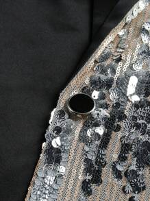 CLOUDSTYLE Men's Glittery Peak Lapel Suit Jacket - Silver - View 3