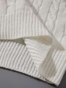 SHEIN Essnce Xoắn Dan Áo len vest - trắng - Xem 5