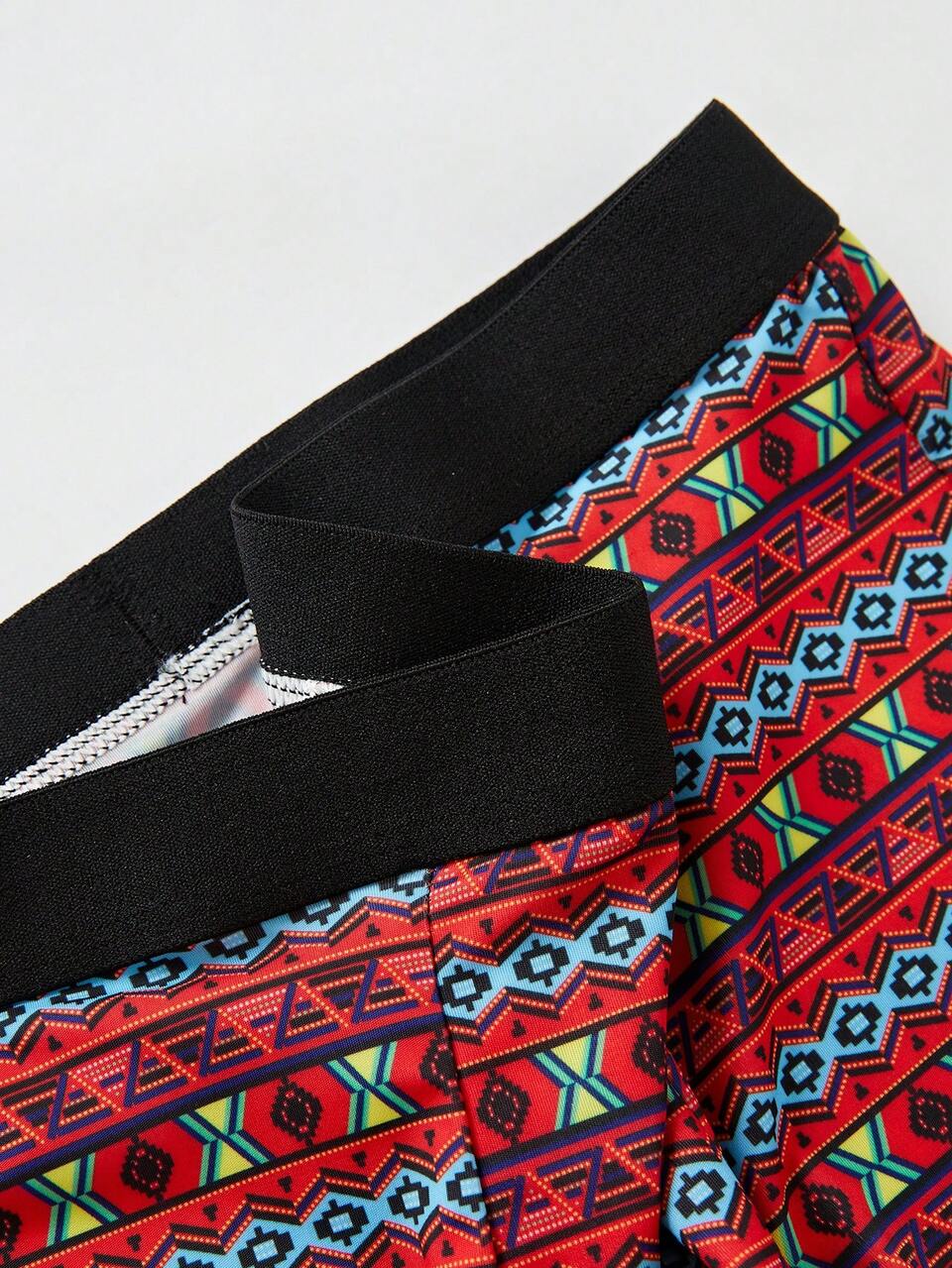 Men 3pcs Floral Print Contrast Tape Boxer Brief