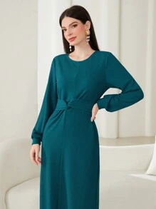 Mulvari Áo nỉ chui đầu dáng suông xoắn phía trước, áo nỉ mùa thu. - Màu xanh lam - Xem 6