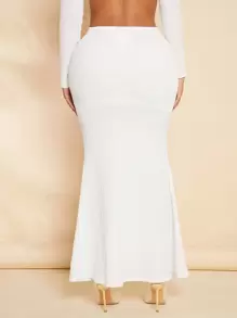 SHEIN SXY Falda bajo de sirena unicolor con textura - Blanco - Ver 2