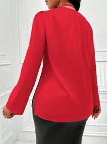 Zolique 繫帶領立體花卉襯衫