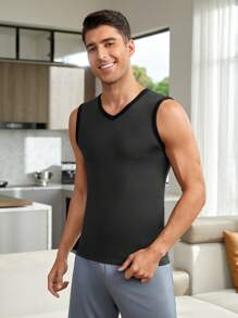 Men Contrast Binding Tank Top