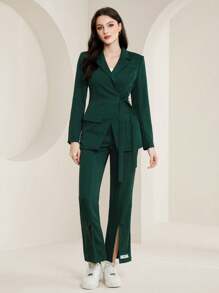 Seusyu Costume À nœud Latéral Et Col À Revers Uni