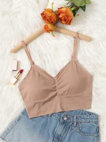 Plus 3pcs Lace Trim Ruched Bustier Bralette - Multicolor - View 5