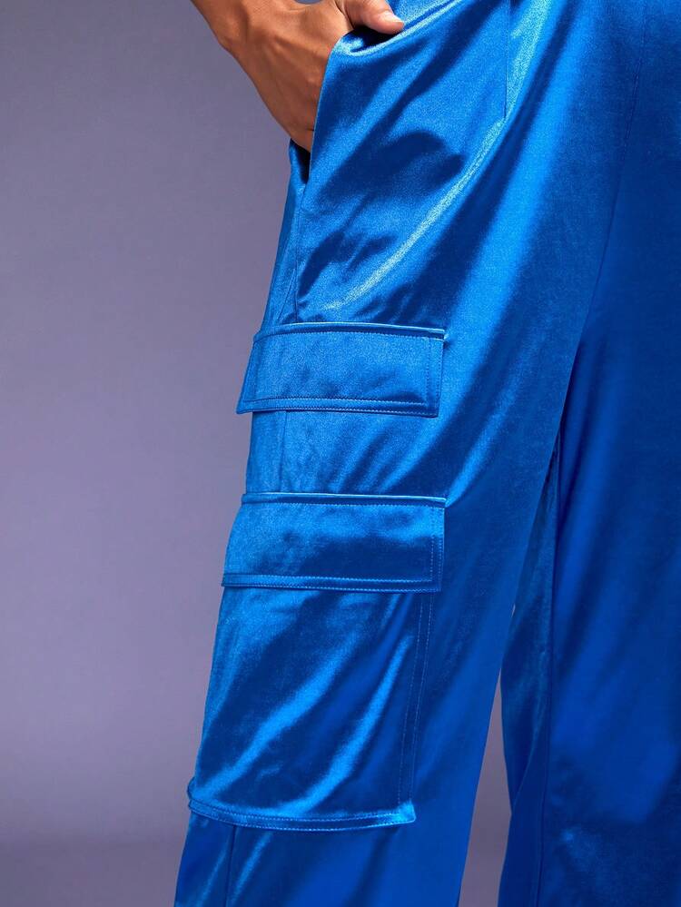 Satin Bustier Cut Out Cargo Jumpsuit