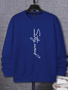 Manfinity Homme Nam Đồ họa Chữ cái Thả vai Áo nỉ - Màu xanh lam - Xem 3