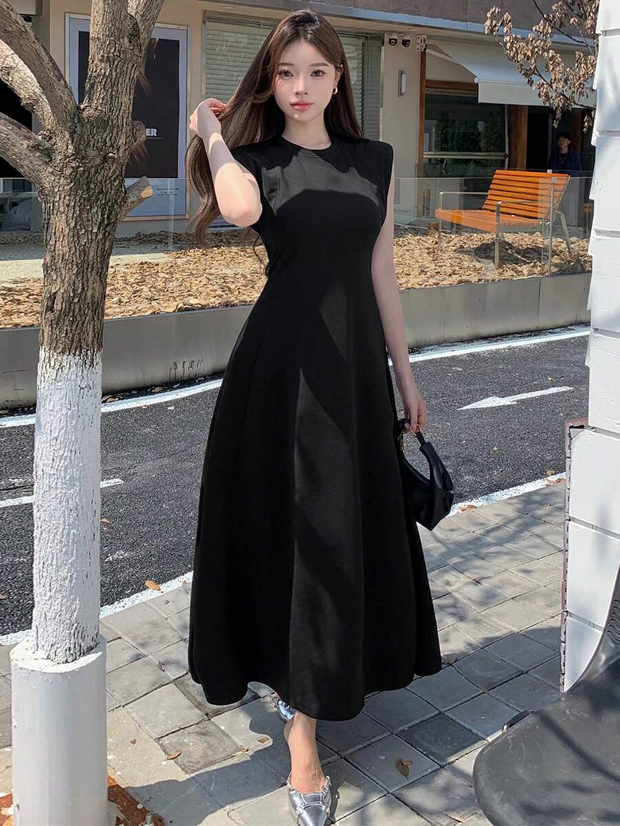 Dazy Star Women's Solid Color Dress Sundress - Black - View 1