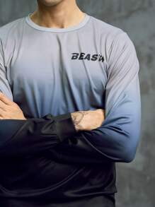 Manfinity Sport Corelite Men Letter Graphic Ombre Sports Sweatshirt Men Sweatshirt - Multicolor - View 5