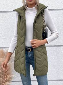 SHEIN LUNE 连帽拉链女士背心加厚棉服外套衣服冬季