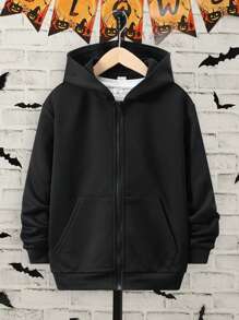 SHEIN Tween Boy Skeleton & Letter Graphic Sweatshirt - Black - View 2