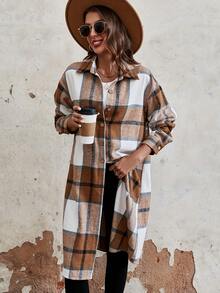 SHEIN Essnce In kẻ sọc Thả vai Áo khoác - Nhiều màu - Xem 6