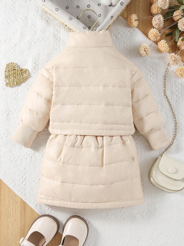 Baby Girl Zip Up Padded Coat & Skirt