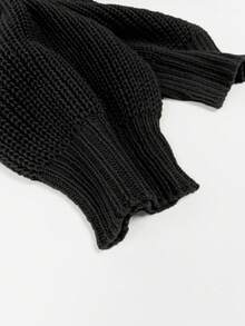 1件女士纯色休闲长袖灯笼袖针织开衫，秋冬季长袖上衣