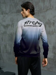 Manfinity Sport Corelite Men Letter Graphic Ombre Sports Sweatshirt Men Sweatshirt - Multicolor - View 2