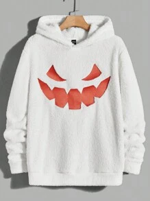Manfinity RebelGame Áo hoodie thêu hoạt hình cho nam, dành cho lễ Halloween - trắng - Xem 1
