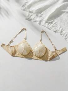 Sujetador con aros de encaje floral, lencería sexy - Albaricoque - Ver 3