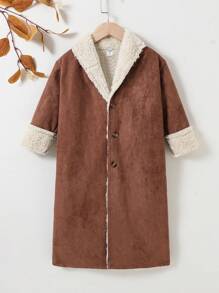SHEIN Kleiner Junge Mantel mit Knopf vorne, Thermal Futter,
