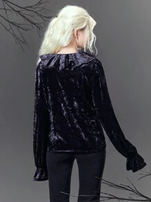 ROMWE Lace-trimmed Elegant Gothic Style Top - Purple - View 6