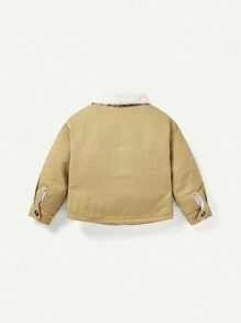 Cozy Pixies Bebé niño Abrigo con diseño de parche con doble bolsillo cuello de borreguito
