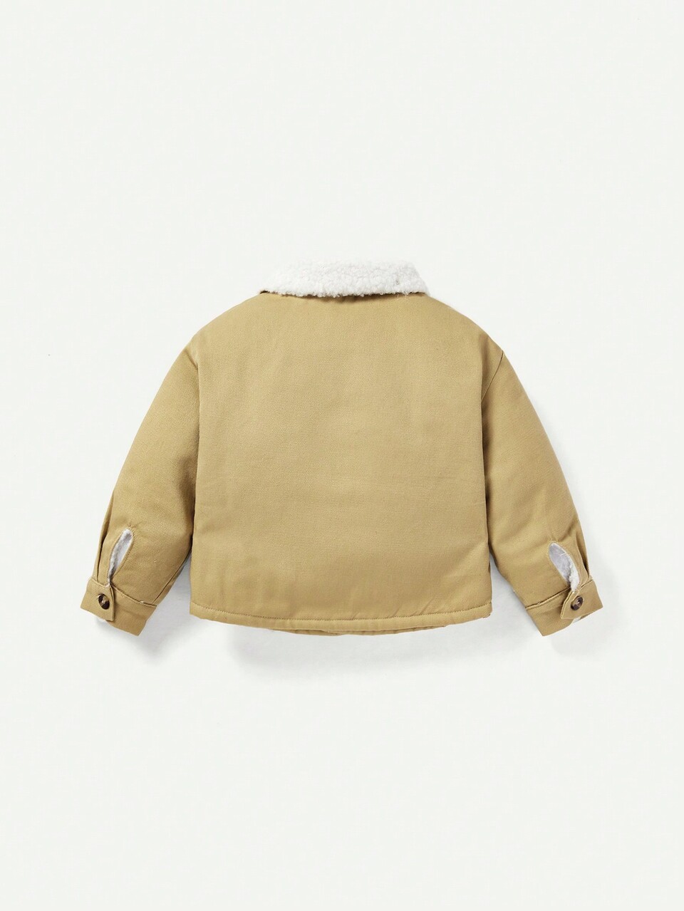 Baby Boy Patched Detail Dual Pocket Borg Collar Coat