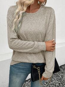 SHEIN LUNE T-Shirt Unicolore Épaule tombante